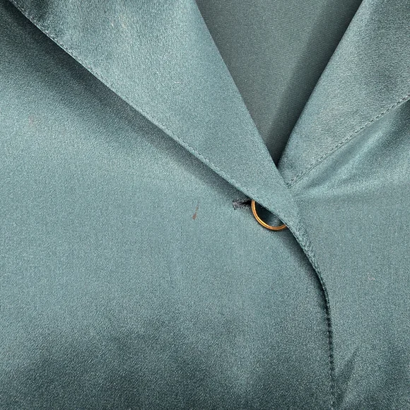 Victoria's Secret Teal 100% Silk Blouse Vintage - Picture 4 of 5